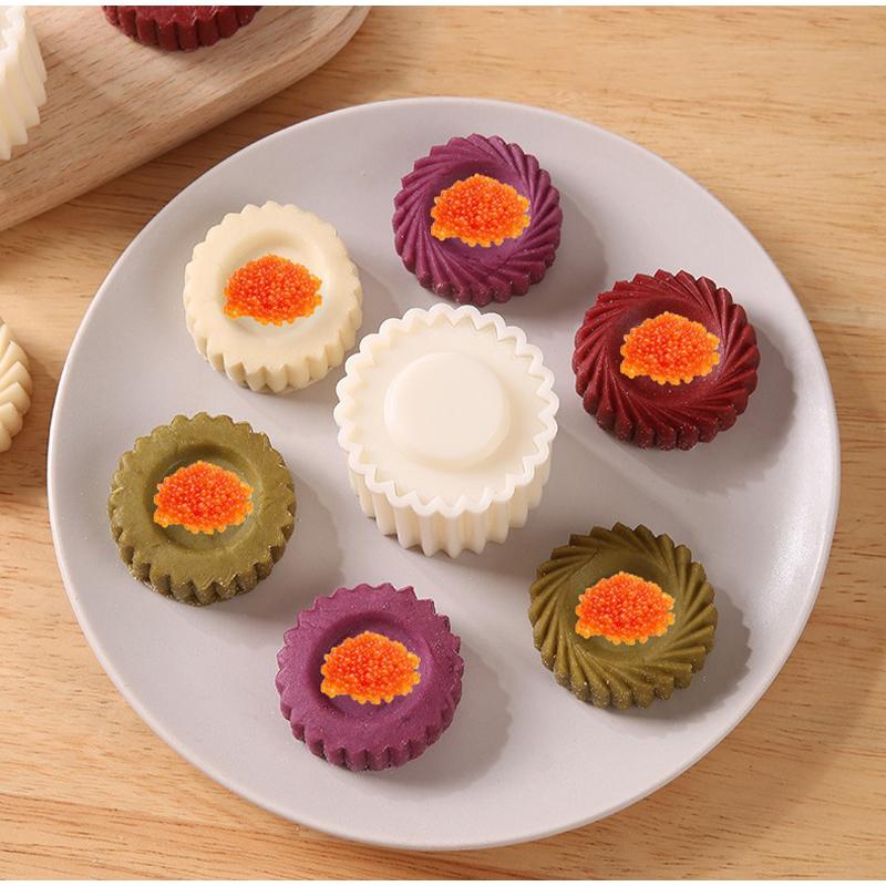 Creative Double Ended Pastry Mold 1-12PCS Sunflower Patterned Round Mooncake Mold Food Contact ABS Material Daily Baking Supply