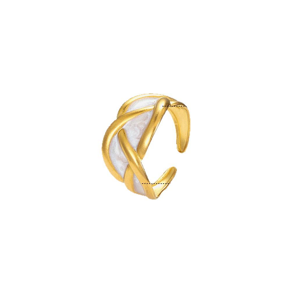 Винтажное геометрическое открытое кольцо на указательный палец: Масляный капельный браслет из нержавеющей стали и титана для женщин