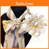 Elegant Alloy Flower Brooch With Rhinestones And Pearls Fashionable Women's Pin