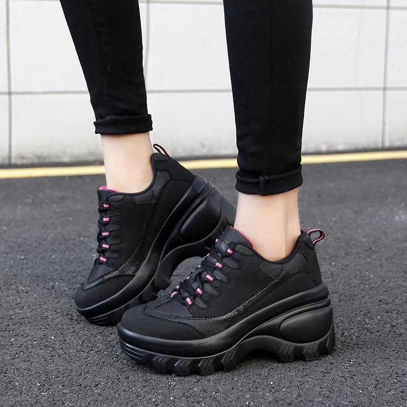 TUINANLE Женские кроссовки на массивном каблуке, повседневные туфли на высоком каблуке на танкетке, женские водонепроницаемые туфли на плоской подошве со шнуровкой