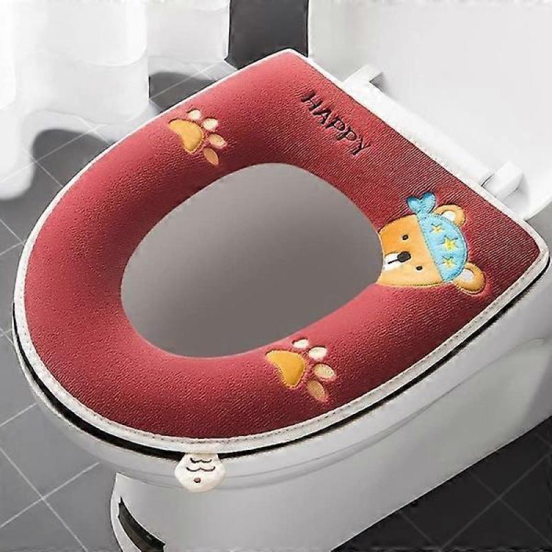 1pc Thicker Bathroom Soft Toilet Seat Cover with Handle Toilet Lid Cover Cushion Soft Thicker Washable Fits All Oval Toilet Seats