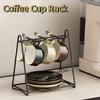 6 Cups Vertical Coffee Cup Rack Iron Cup Plate Rack Sturdy Cup Drying Stand  Coffee Mugs