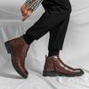 Men Block Heel Lace-Up And Side Zipper Design Brogue Combat Boots