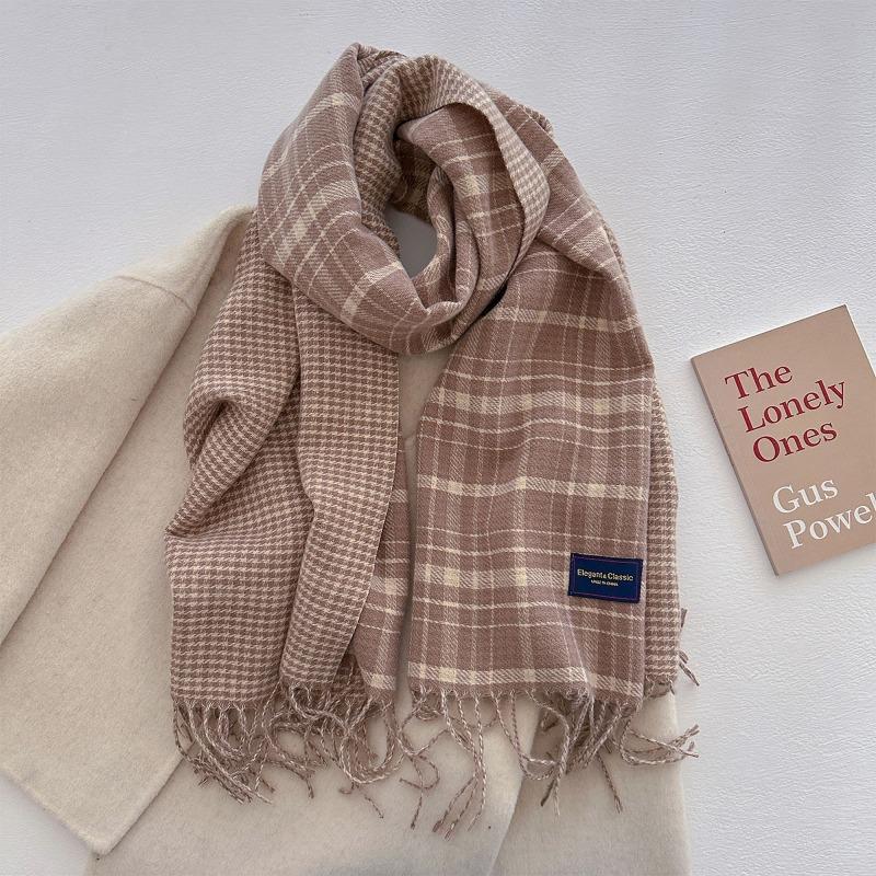 Осень и зима новый универсальный шарф женский утолщенный вязаный толстый бахромчатый теплый шарф имитация кашемира шаль