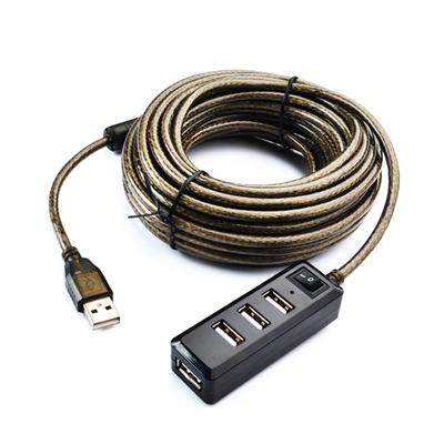 4-портовый USB 2.0 концентратор удлинительный кабель папа-мама активный репитер USB адаптер 3M