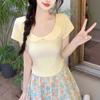 Sweet wind doll collar fashion short-sleeved t-shirt women's 2026 summer new slim and thin beautiful small top beautiful