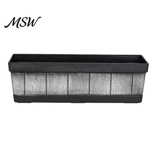 Indoor Outdoor Rectangular Planter Boxes 18 Inch Box, Imitation Wood Grain Window Box Planter, Plastic Vegetables Decorative Planters for Patio Porch