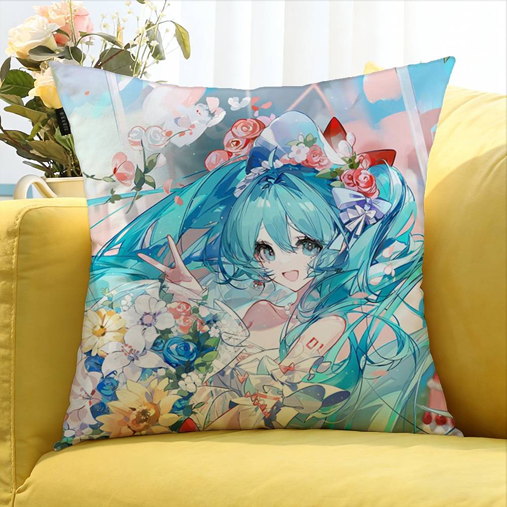 Electronic Musicians M-Miku World Various Sizes Square Pillow Case For Car Home Bedchamber Decor