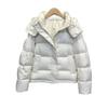 Lulu white duck down short down jacket women's winter new hooded thickened waist five-grid coat