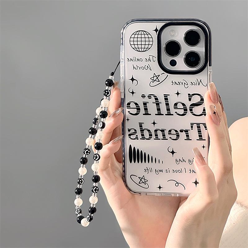 Чехол для iPhone Zhitai: Совместим с 16Pro, 15Pro Max, 14Pro, 11, 7, 8 Plus; Дизайн «Черный круг» в двух цветах с функцией браслета.