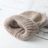 Konijnenbont Zachte Warme Beanie Muts Voor Vrouwen Wol Motorkap Dikke Gebreide Mooie Skullies Mutsen Ангорская вязаная шапка
