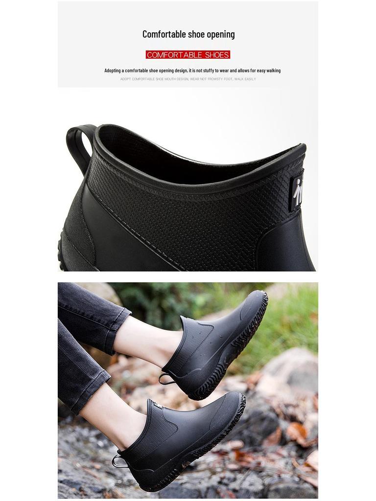 Short Tube Unisex Rain Boots: Lightweight, Waterproof, Low-top Rubber Shoes for Outdoor Use
