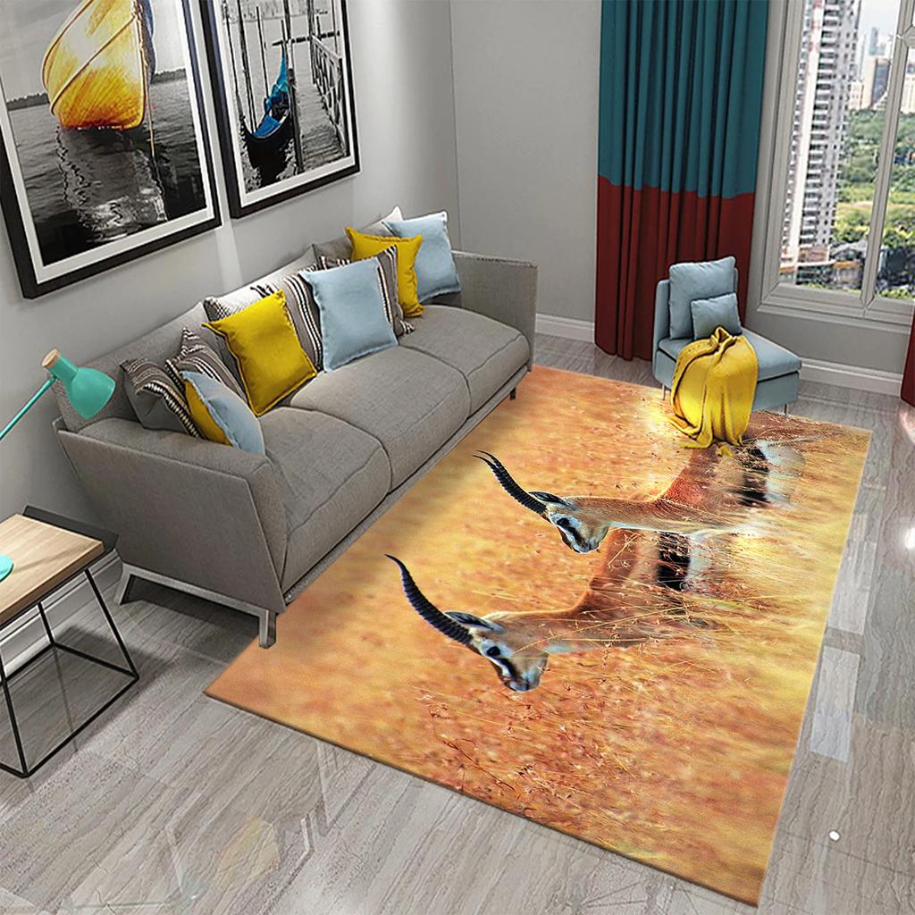 3D Ковер Антилопа Прекрасный Ковер с Животным для Ванной Комнаты Кухни Прихожей Противоскользящий Напольный Ковер Украшение Гостиной Спальни Придверный Коврик