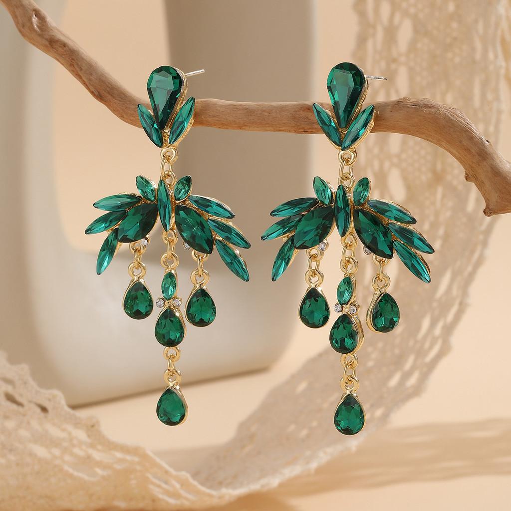 Art Nouveau Leaf Drop Earrings With Cubic Zirconia For Elegant Evening Wear