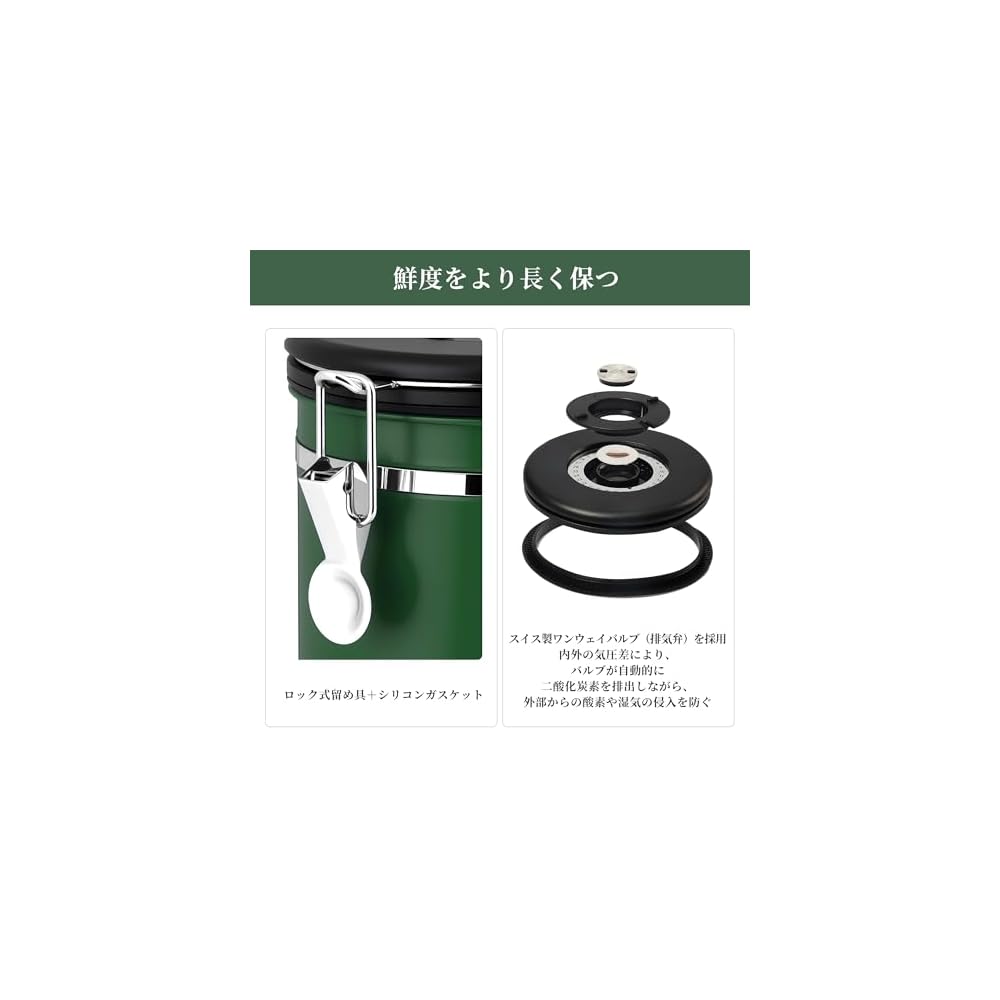 ShanSon Coffee Canister, Coffee Bean Storage Container, Suitable for Ground Coffee, Vacuum-Sealed