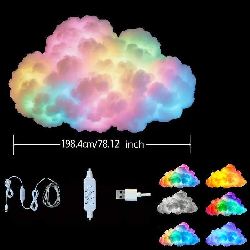 DIY 3D Thunder Cloud LED Decor Light Kit USB Powered Sound Activated Cloud Ceiling Ambient Lamp for Bedroom Game Room Decor 7
