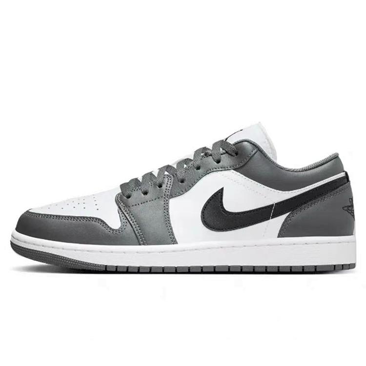 Jordan Air Jordan 1 Амортизация Нескользящая Износостойкая Низкие Винтажные Баскетбольные Кроссовки Унисекс Серый Белый 553558-152(Команда56-)