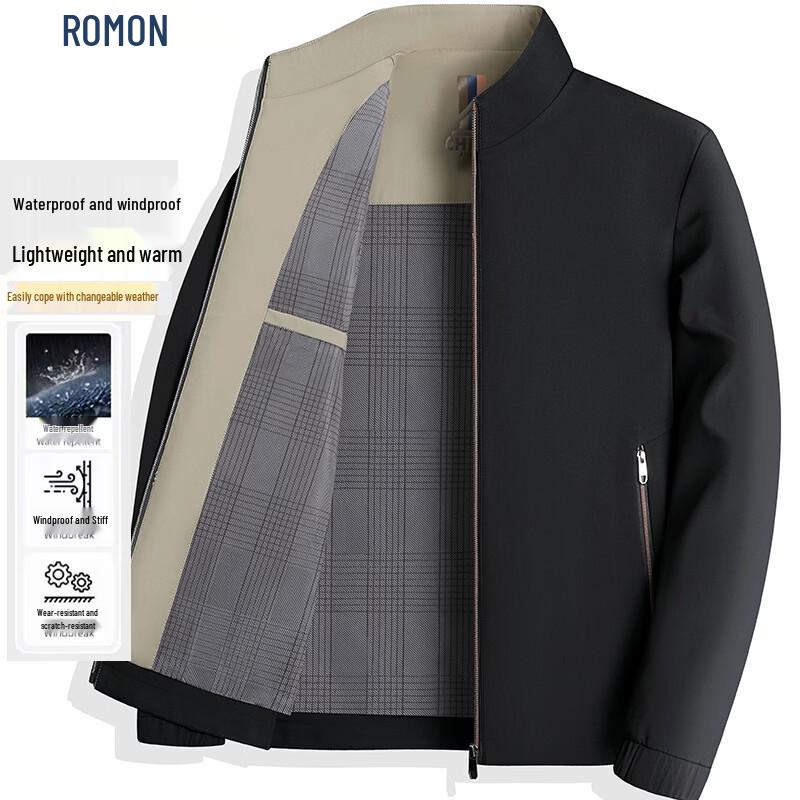 ROMON Мужская ветрозащитная куртка в стиле business casual с воротником-стойкой