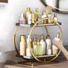 1 шт., двухъярусная круглая полка для хранения средств по уходу за кожей, парфюмерии и косметики золотого/черного цвета, легкий комод в стиле люкс и полка-органайзер для ванной комнаты.