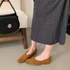 French Retro Suede Square Head Shallow Mouth Single Shoes Women's Shoes 2024 New Autumn Temperament Commuter Flat Heels