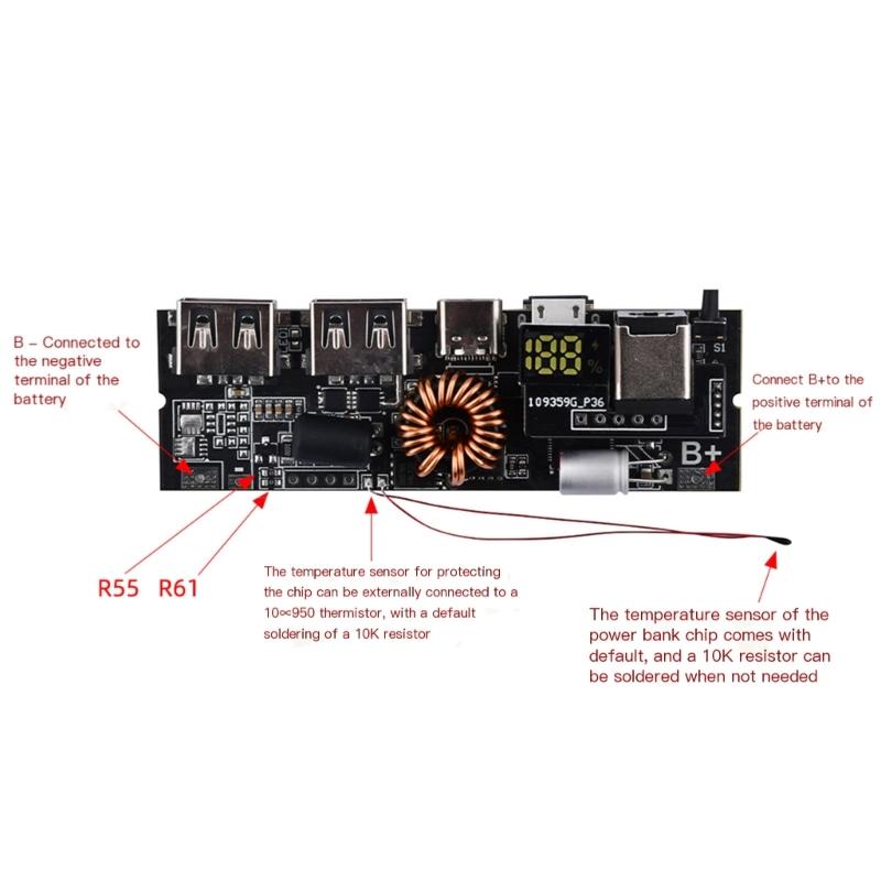 Мобильный модуль питания с двумя портами Type-C PD60W/100W с двусторонней быстрой зарядкой для деловых путешественников и энтузиастов гаджетов