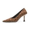 Leopard print pointed high heels women's thin heels 2025 autumn new niche design fashionable, sexy and elegant professional single shoes