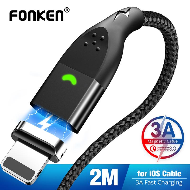 USB-кабель Fonken Micro Магнитный Магнит USB Type C Зарядный кабель для телефона 3A Быстрая зарядка для мобильного телефона Для iPhone