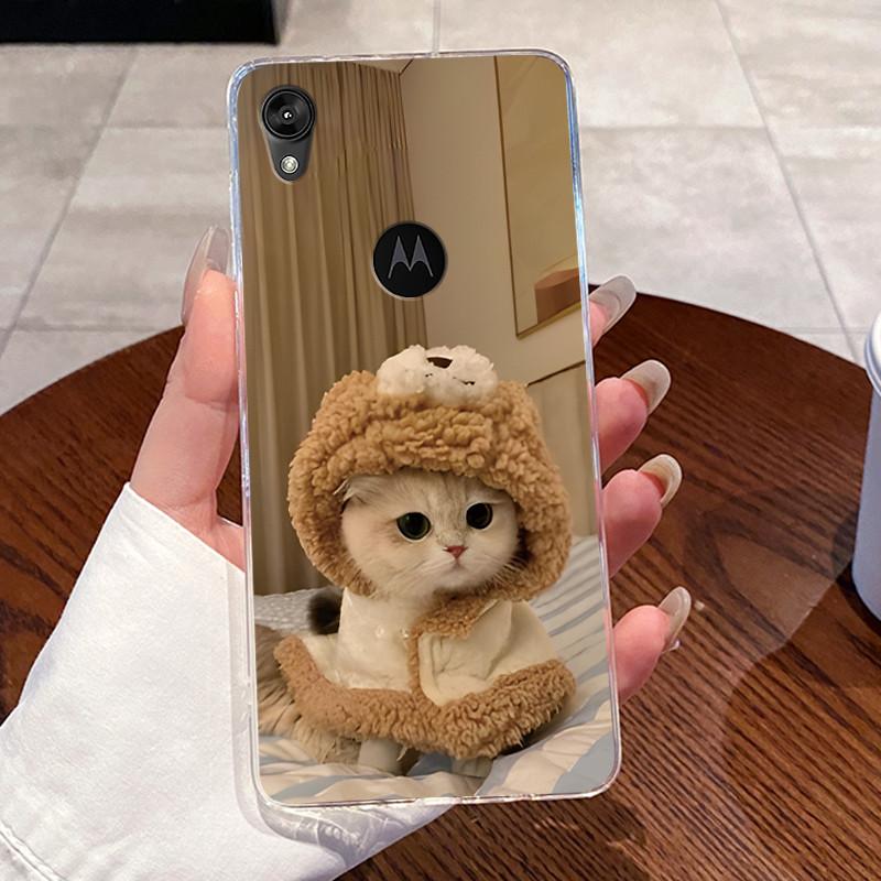 Jelly Casing For Motorola Moto E6 Fundas MOTOE6 Capa Clear Silicone Soft TPU Back Cover Cute Cat Rabbit Heart Protective Case