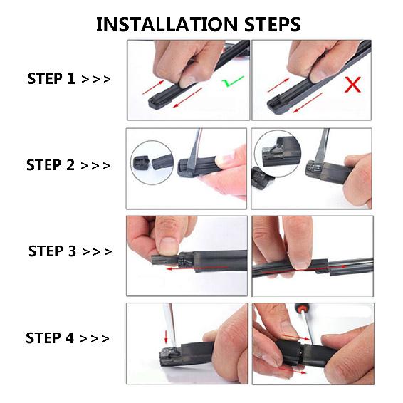 2 PCS Car Wiper Blade Silica Gel Silicon Refill Strips for Frameless Boneless Wipers 6mm26" 28" 30" 32" Wipers Blades 3