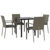 vidaXL 5-tlg. Garten-Essgruppe mit Kissen Schwarz und Grau Poly Rattan