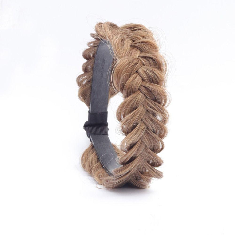 Style Braided Headband Twist Braid Hair Hoop Toothed Non-slip Hairband Wig Heat Resistant Wig