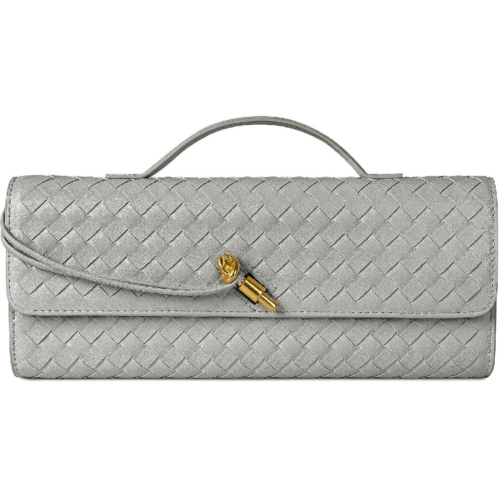 Joryin Woven Purse for Women Evening Clutch Woven Leather Handbags Crossbody Bag Purse Formal Evening Bag, Vegan Leather