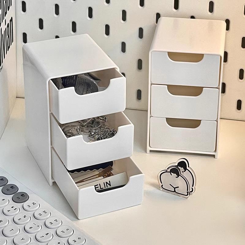 Simple 3-Layer Drawer Desktop Mini Storage Box Multi-Functional Jewelry Stationery Sundries Storage Box Handmade Parts Organizer