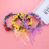 With Adjustable Ribbon Bridal Halo Headpiece Rose Flower Crown Bohemia Garland Girls Floral Wreath