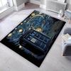 Van Gogh Starry Night & TARDIS Print Rug, Sci-Fi Police Box Non-Slip Floor Mat for Kids Room Living Room Bedroom Decor Carpet