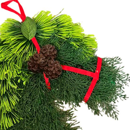 Horse Head Wreath Rustic Farmhouse Equestrian Door Decor Artificial Horse-Shaped Wreath with Red Ribbon for Front Door Wall Window Holiday Decor