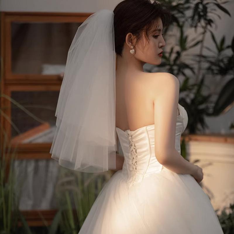 2025 Эфирная свадебная фата в корейском стиле - Простой и элегантный дизайн из тюля