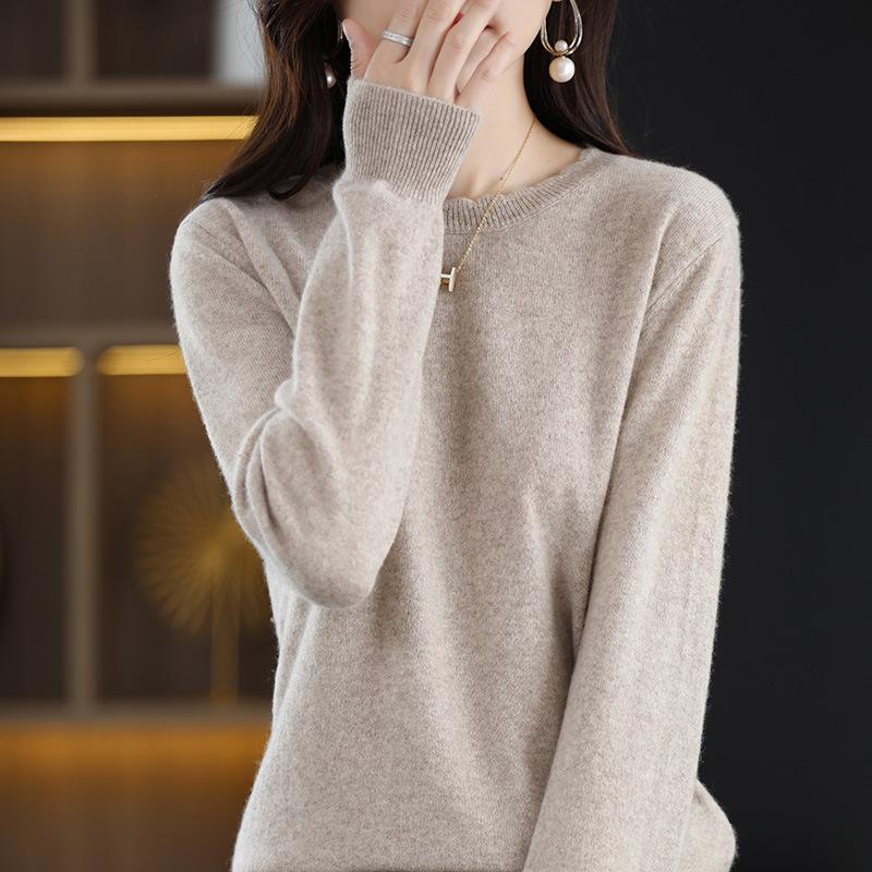 INDFS Женская мода Повседневный Осень Зима Однотонный Принт Длинный Рукав О-Образным Вырезом Свитера