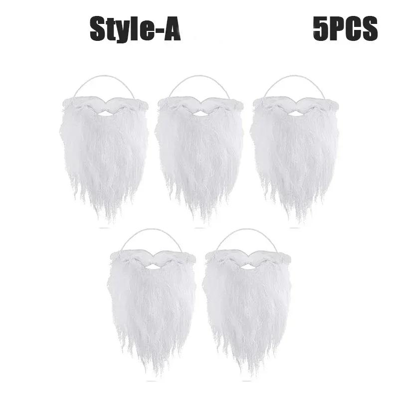 White Santa Claus Beard Adjustable Fake Curly Costume Prop Christmas Theme Dress Up Accessory Holiday Party Supplies for Adults