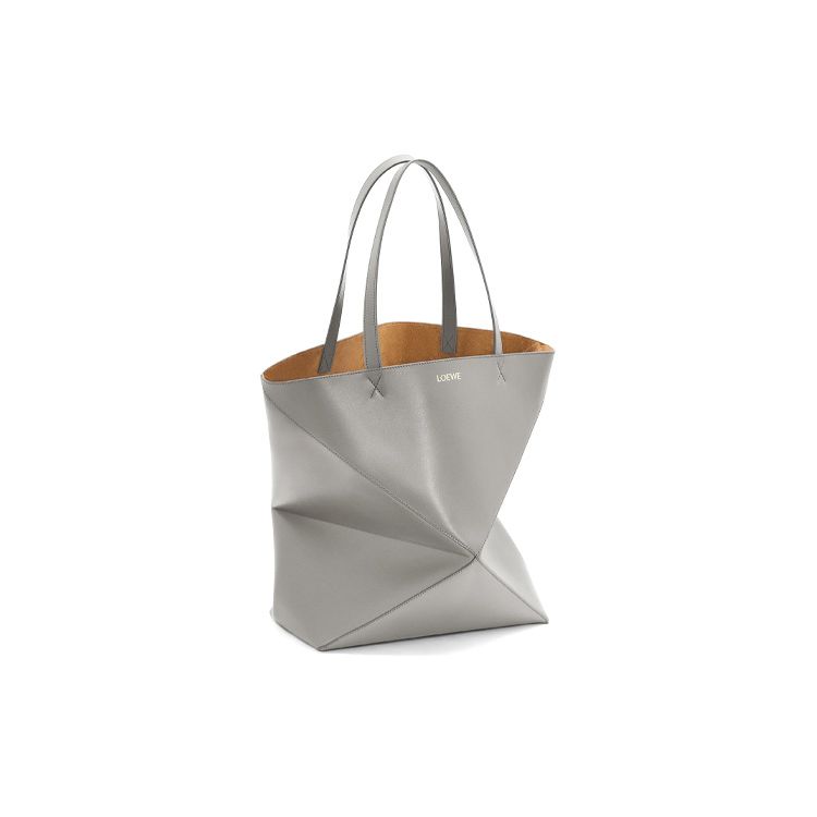 Loewe 24 Spring Summer Collection Puzzle Fold Embossed Logo Tote Bag Women Tote Bags Pearl-Gray B933Q18X01-1150