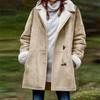 Women's Fashionable Coat Solid Color Long Sleeved Pocket Loose Button Plush Jacket