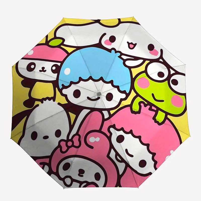 1pc Kawaii Characters Automatic Folding Umbrella - Portable 3-Fold Design with 8-Bone Iron Frame, Perfect for Fans, Travelers, Everyday Use, and Festi