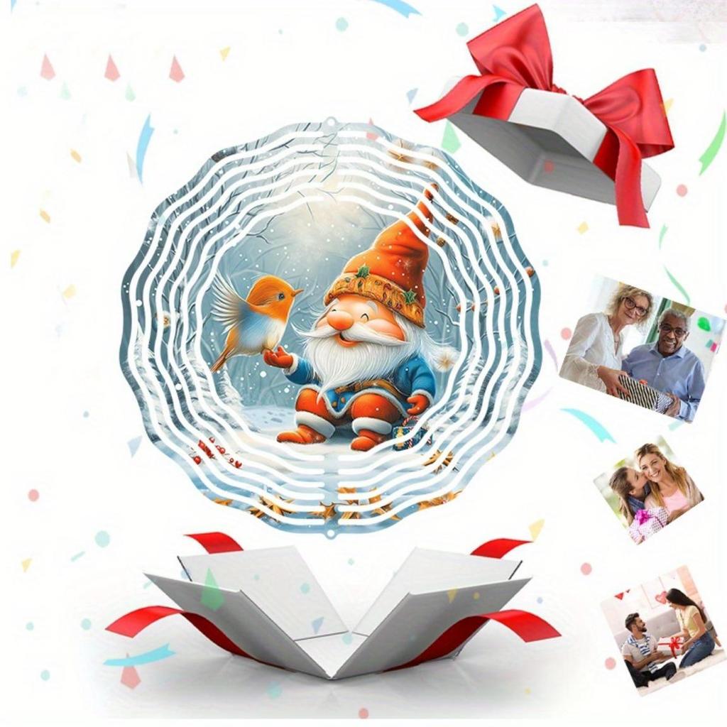 Рождественский гном, колокольчик ветра, уличный декор со снежинками, сосновыми шишками и дизайном птиц для сада, праздника, свадьбы, подарка на день рождения