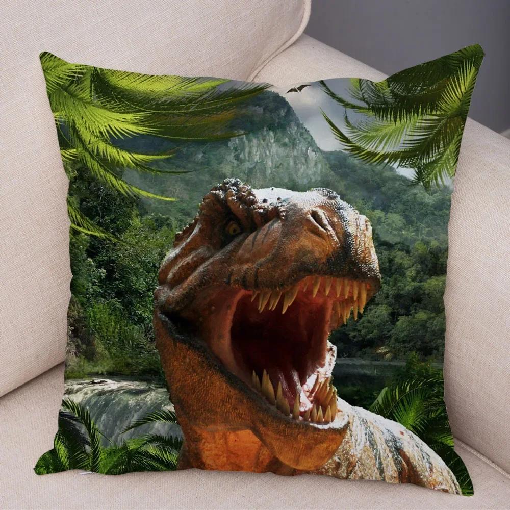 Jurassic Dinosaur Throw Pillow Cover With Short Plush Print Living Room Sofa Decoration Cushion Cover Pillow Covers Decorative