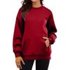 Women's Casual Fashion Long Sleeve Solid Color Round Neck Sweatshirt Top With Pockets