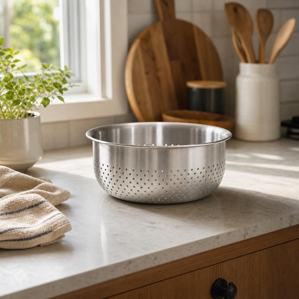 2 Pieces Stainless Steel Colander with Solid Bowl Nested Kitchenware Practical