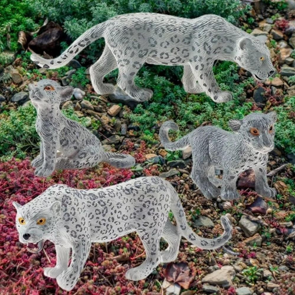 PVC Material Snow Leopard Figurine Realistic Leopard Model Wild Animals Model Desktop Decoration