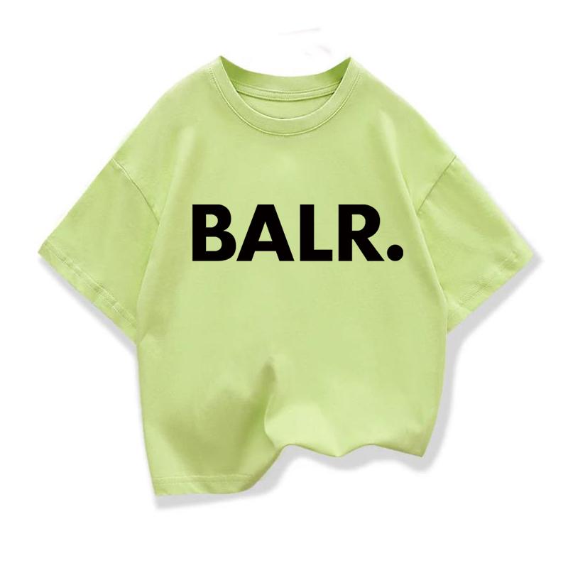Летняя футболка для мальчиков Хлопок Повседневная Смешная BALR. Печать Крутые Свободные Топы с Круглым Вырезом для Малышей Детские Футболки с Коротким Рукавом Топы для Девочек