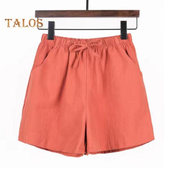 Летние женские шорты трапециевидной формы на шнуровке с высокой эластичной резинкой на талии, однотонные, свободные боковые карманы, плиссированные, повседневная домашняя одежда, спортивные короткие шорты