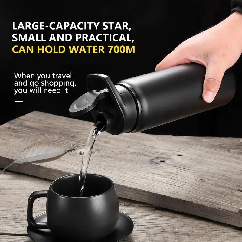 304 Stainless Steel 700ml Reusable Water Bottle Leakproof Direct Drink Cycling Outdoor Sports Cold Water Cup Metal Travel Bottle 1